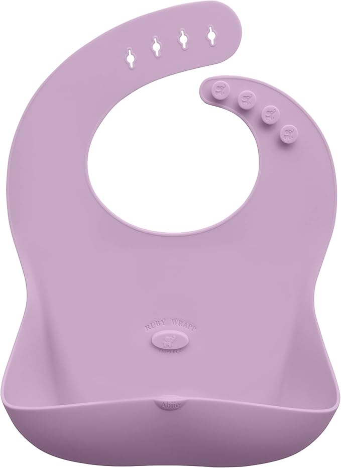 Abiie Ruby Wrapp Silicone Bibs for Babies with Front Pocket - Waterproof Bib - Stain Resistant - Silicone Toddler Bibs