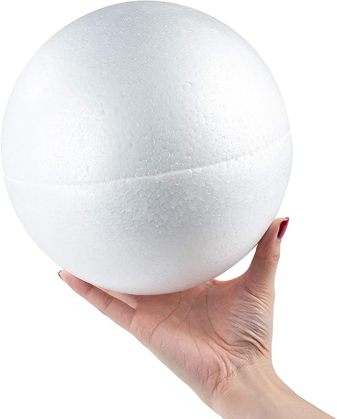 Half Foam Ball 2-Pack - 7.8 x 7.8 x 3.9 in, White - DIY Art Craft & Modeling Supply - Sphere Dome for Crafts Projects