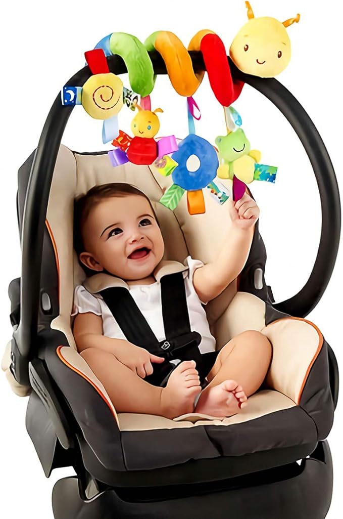 Uonlytech Baby Crib Hanging Rattles Toys, Carseat Toys Hanging Rattles Spiral Stroller Crib Cot Toy Spiral Toy Pram Hanging for Babies Boys and Girls