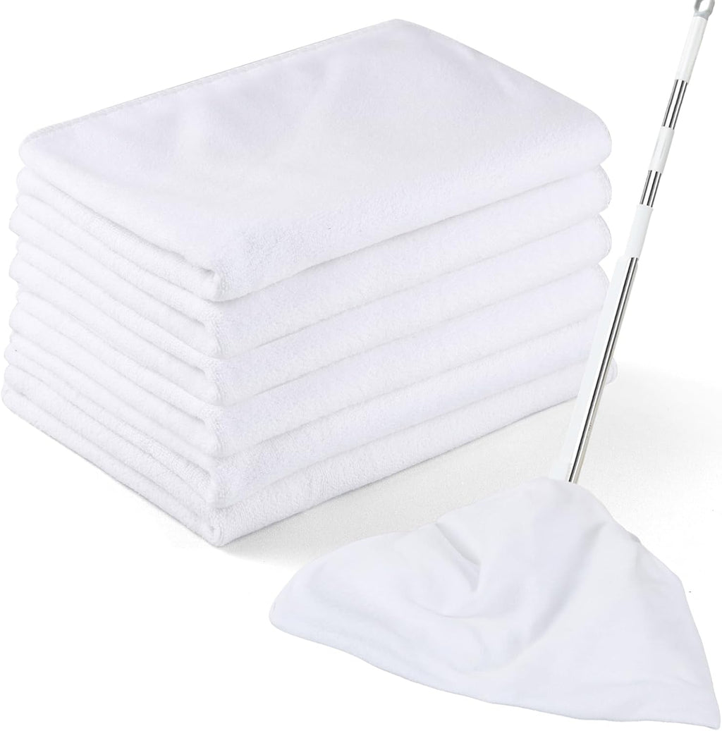 6 Pack Extra Large Microfiber Cleaning Cloths 20"x30", Lint-Free Reusable Towels for Home, Glass, Windows, Office, Kitchen, Bathroom – White