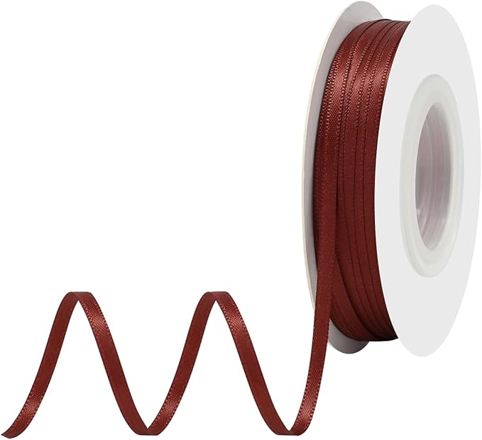 Sherry Satin Ribbon 1/8" X 50 Yards Solid Color Double Faced Ribbons Perfect for Crafts Wedding Decor Bow Making Arts Sewing and More