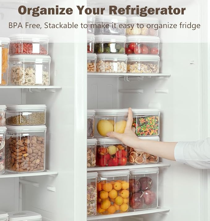 Pop Food Storage Containers Airtight Food Storage Containers Set with Lids Kitchen Pantry Organization and Storage, Stackable, BPA Free, 3 x 1.2Qt
