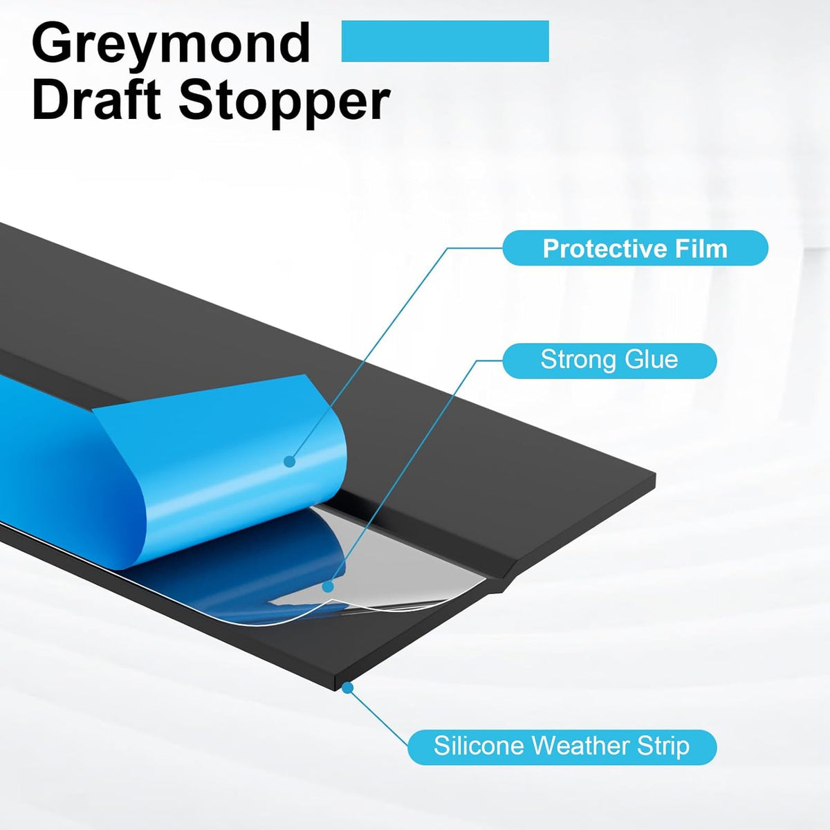 Weather Stripping Door Seal, Silicone Strip for Frame and Gaps Draft Stopper,Glass Shower Door Sweep, Black, 20 Feet x 2 Inch