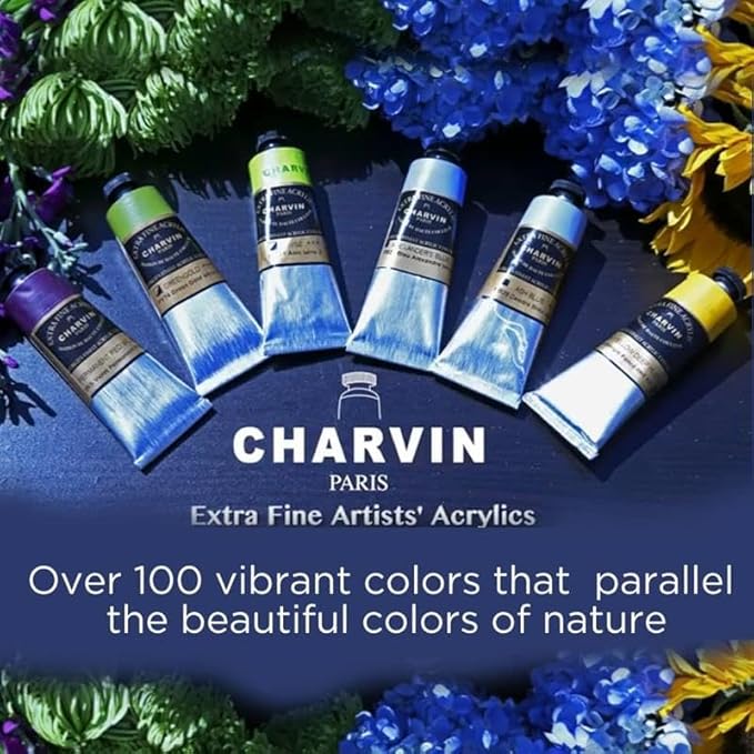 Charvin Extra Fine Professional Acrylic Paint - Saffron, 60ml Tube, Triple-Milled, Lightfast Pigments, Open Stock Artist Acrylic Paints in Nature-Inspired Hues