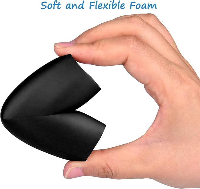 12-Pack Corner Protectors Baby Proof, Furniture Corner and Edge Safety Bumpers, Soft Rubber Foam Cushion Covers, 3M Taped Corner Guards, Baby Child Proofing Pads, Table Corner Protectors, Black