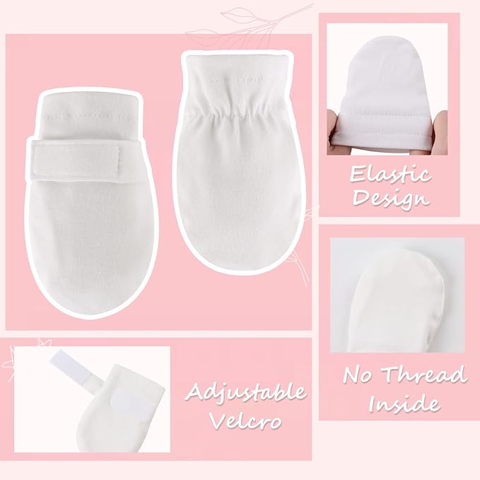 Newborn Baby Mittens Infant No Scratch Gloves Cotton Mitts for Baby Girls Boys