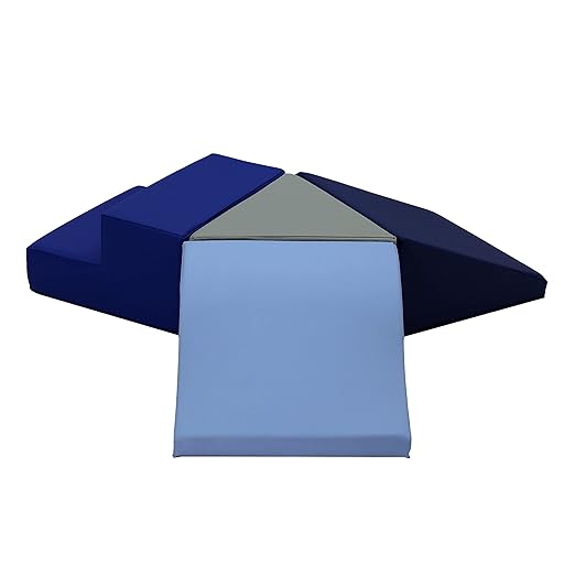 Factory Direct Partners 13799-NVPB SoftScape Toddler Playtime Junction 360 Climber, Indoor Active Play Structure (4-Piece) - Navy/Powder Blue