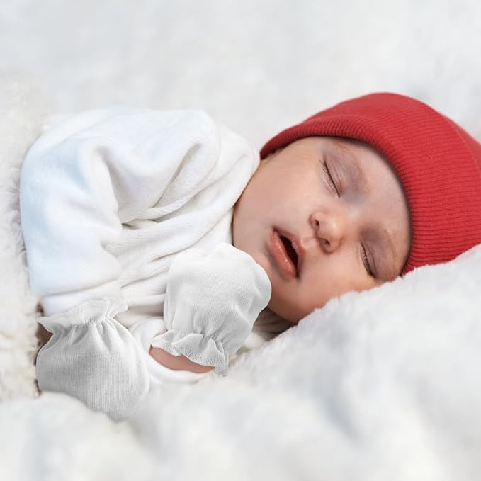 Newborn Baby Mittens No Scratch Cotton Elastic Wrist Gloves Infant Toddler Mittens for Baby Boy Girl 0-6 Months