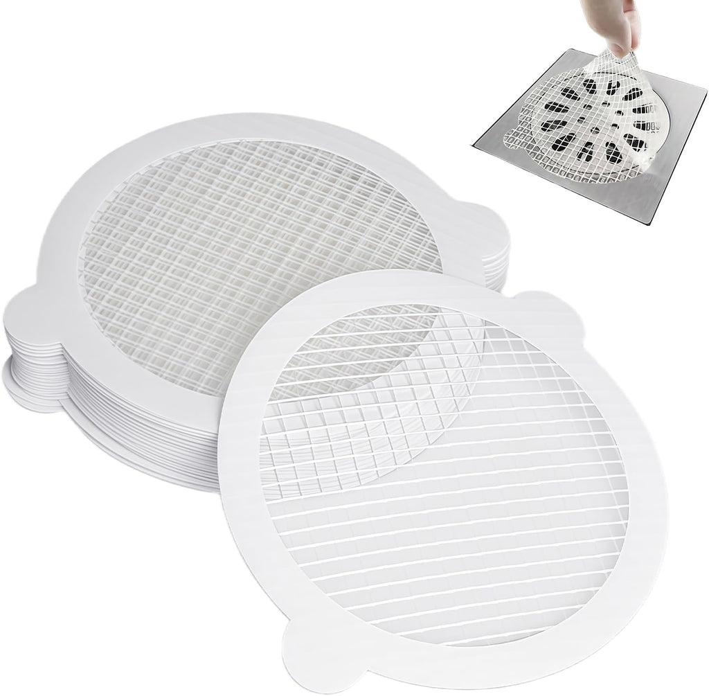 60 Pack Disposable Shower Drain Hair Catcher Hair Trap Drain Covers 4.4” Extra-Wide Mesh Hair Catcher for Shower, Sink, Laundry & Bathtub