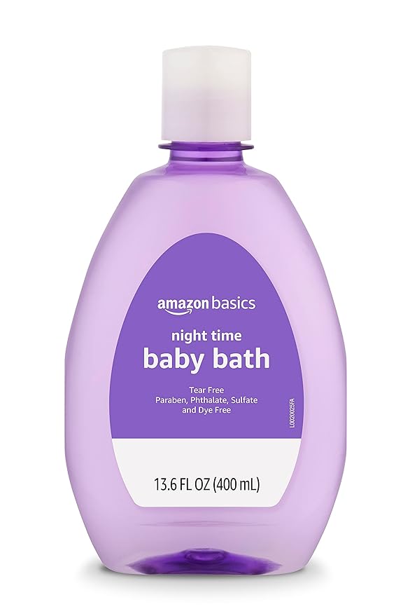 Amazon Basics Hypoallergenic Tear-Free Night-Time Baby Calming Bath, 13.6 Fl Oz (Pack of 4), (Previously Solimo)