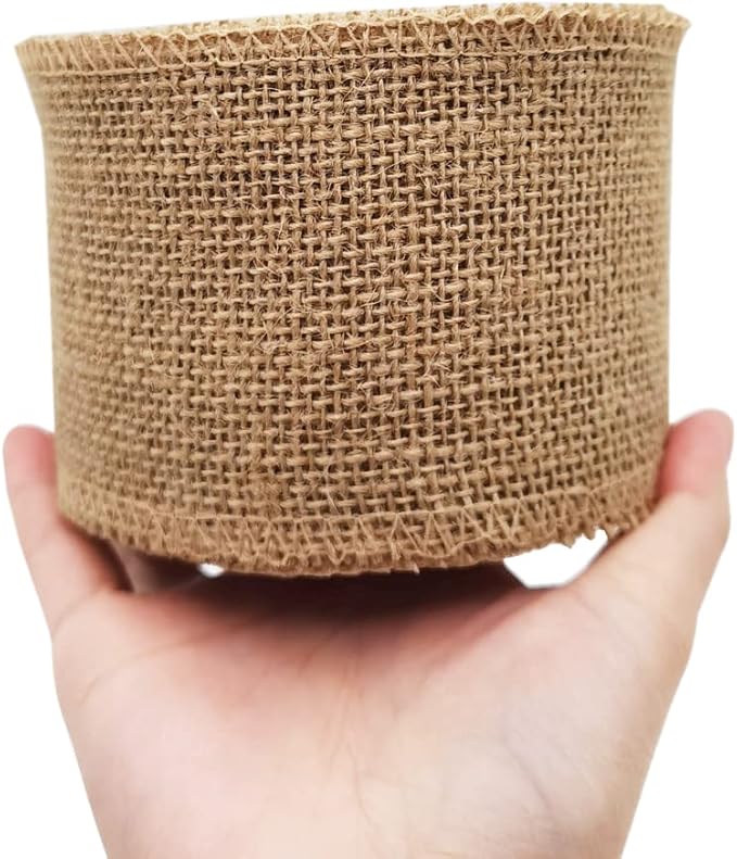 INSPIRELLE 3" Natural Burlap Fabric Roll 10 Yards Jute Ribbon for Gift Wrapping Craft Projects Wedding Decoration Home Decoration 8CM