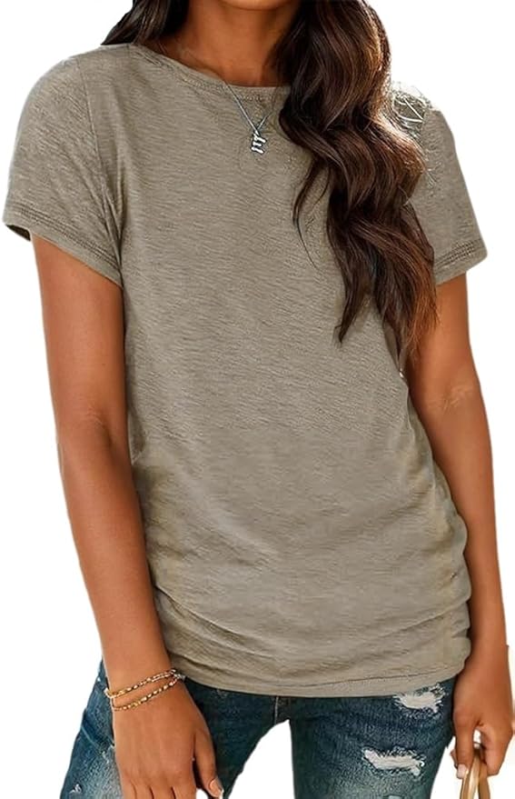 Soft Short Sleeve Shirts for Women, Crew Neck T Shirts for Women Loose Fitting Lightweight Top Basic Tee Shirt