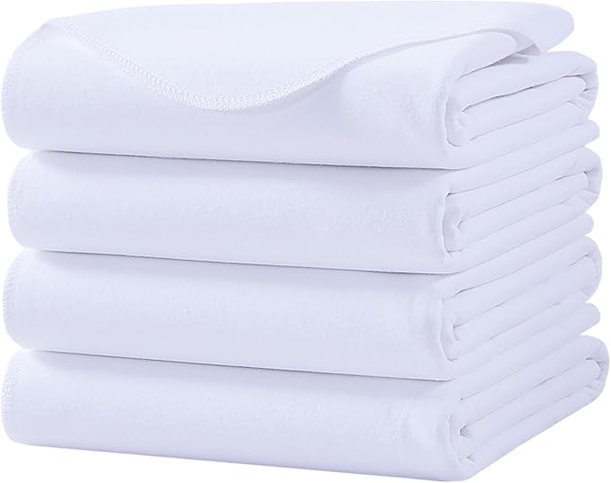 Washable Underpads, 34" x 72" (Pack of 4) Extra Heavy Absorbency ,100% Waterproof Mattress Protector,Flannel Cotton Underpads for Kids, Adults,Pets,Bed, Couch, Sofa, Floor,Home