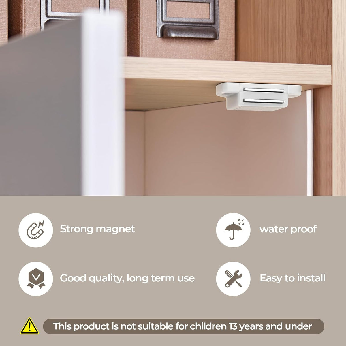 Cabinet Magnetic Catch Door Latch 30LB for Kitchen Drawer Magnets to Stay Closed Magnetic Catch Closet for Drawer（White 12 Pack）