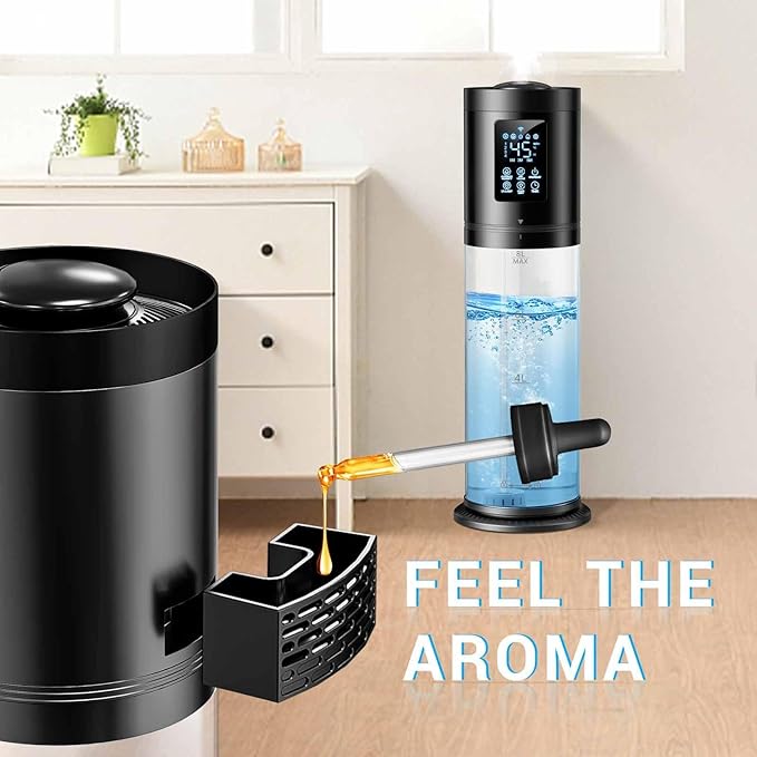 8L Humidifiers for Bedroom Large Room, 4 Levels Cool Mist Humidifier with Clear Tank, 7 Color Lights Essential Oil Diffuser with 16H Timer, Top Fill Humidifier for Home Plants Office