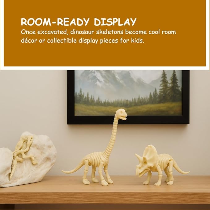 Dinosaur Fossil Digging Kit for Kids, Excavation Science Toy with Tools & 3 Dinosaur Skeletons (T-Rex, Triceratops, Brachiosaurus), Fun Educational Gift for Boys & Girls, Ages 6+