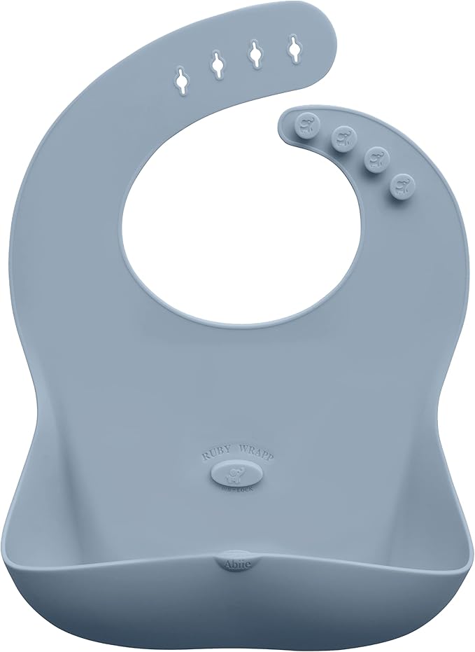 Abiie Ruby Wrapp Silicone Bibs for Babies with Front Pocket - Waterproof Bib - Stain Resistant - Silicone Toddler Bibs
