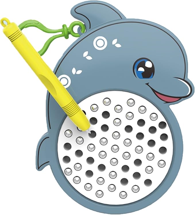 1PCS Dolphin Magnetic Drawing Board for Kids & Toddlers with Beads and Magnet Stylus Pen - Magnetic Travel Toy for Airplane & Car Ride Activities for Kids