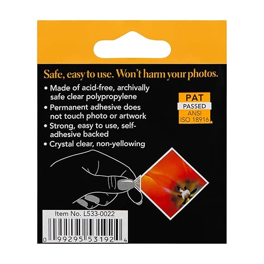 Lineco Infinity 0.625" Acid-Free Archival Photo Corners Self Adhesive, Pressure Sensitive, Non-Yellowing, Mounting for Pictures, Scrapbook, DIY, Displaying Posters (Pack of 500), 2 Pack