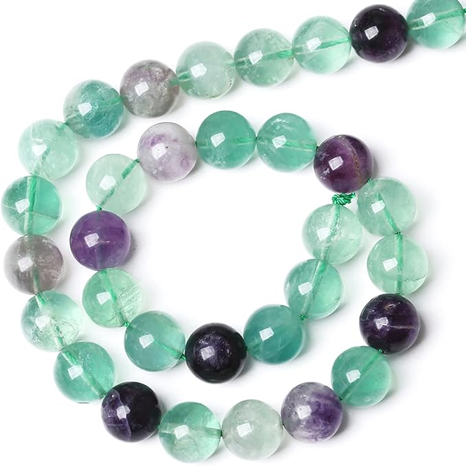10MM 38PCS Natural Stone Green Fluorite Gemstone Beads for Jewelry Making DIY Bracelet 1 Strand