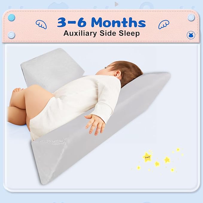 Baby Side Sleeper Weddge Breathable Pillow, Removable and Washable Breathable Bedding Set, Medium