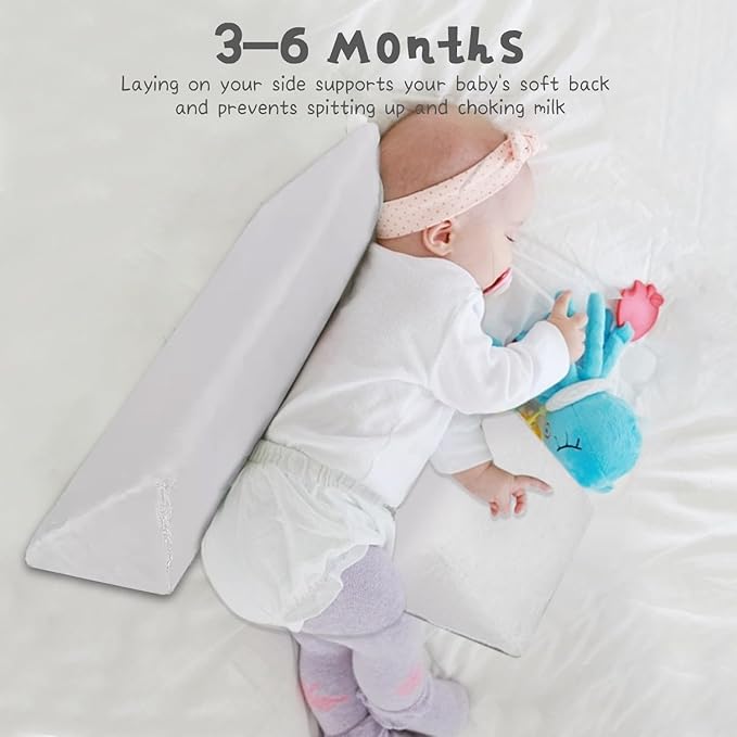 Baby Side Sleeper Weddge Breathable Pillow, Removable and Washable Breathable Bedding Set Original Down Alternative Pillow for Sleeping