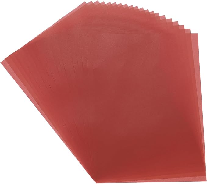 MECCANIXITY Colored Vellum Paper, 50 Sheet Red Transparency 11.7 x 8.2 Printable Vellum Paper, Translucent Vellum Sheets for Printing Wedding Invitations, Ink Jet Laser Printer