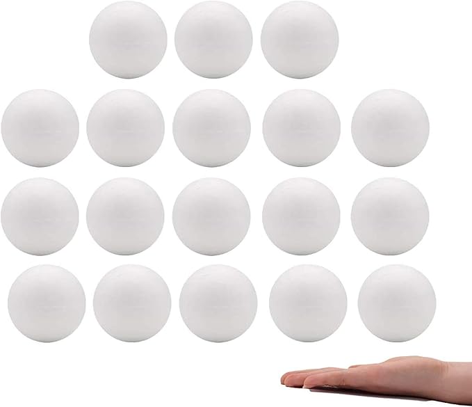 Crafare 18pc 2.35 Inch White Smooth Foam Balls for Crafts Spring Holiday Art Polystyrene Balls Decoration Household School Projects and Party Decorations