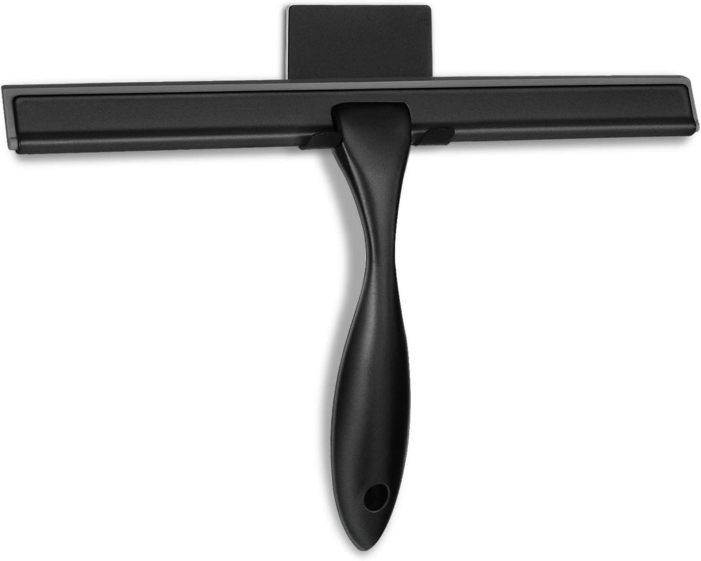 HIWARE All-Purpose Shower Squeegee for Shower Doors, Bathroom, Window and Car Glass - Black, Stainless Steel, 14 Inches