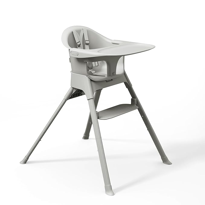Mompush Olli 7-in-1 Convertible High Chair for Babies and Toddlers – Adjustable Height & Footrest, Dishwasher-Safe Tray, Compact Foldable Design for Easy Storage & Travel, Lightweight Yet Durable