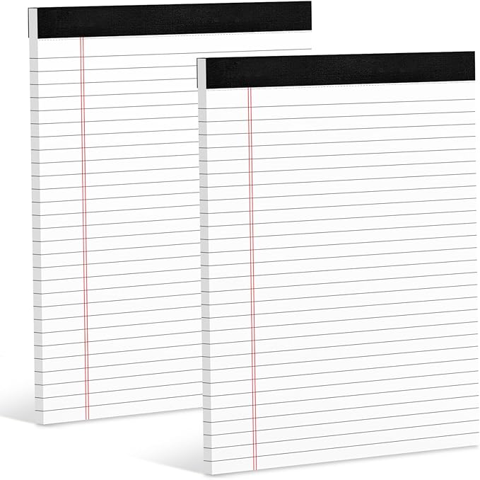 Legal Pads 8.5 x 11 White Note Pads 8.5 x 11 In 2 Pack Notepads 8.5 x 11 Writing Pads of Paper 8.5 x 11 Legal Notepads Wide Ruled White Lined Paper Pads 8.5 x 11 30 Sheets Per Legal Note Pads 8.5 x 11