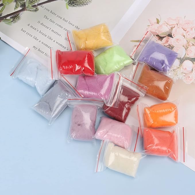 Needle Felting Kit, Needle Felting Wool Roving Set, Needle Felting Starter Kit Wool Felt Tools for Felting Wool DIY Craft Materials Needle Felting Supplies (50 Colors)