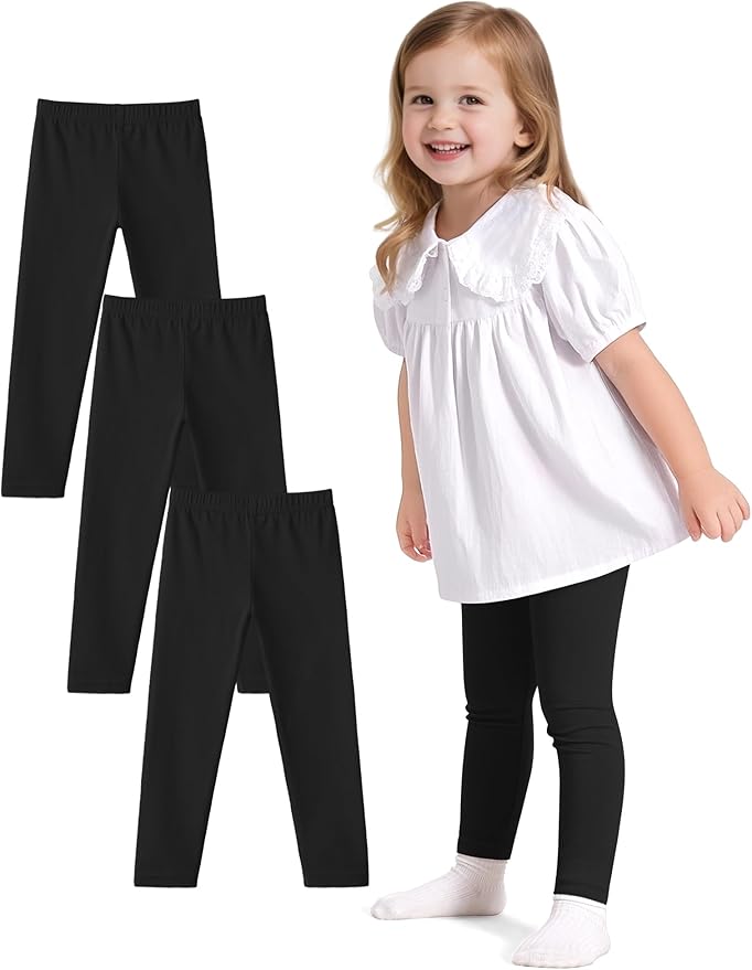 Witwot 3 Pack Baby Girls Leggings Toddler Kids Soft Cotton Pants Size 18M-5T