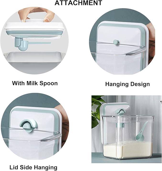 Airtight Food Storage Container Formula Dispenser with Spoon BPA-Free Milk Powder Container for Home Travel 2000ML / 2.0 Qt, No Scraper Design