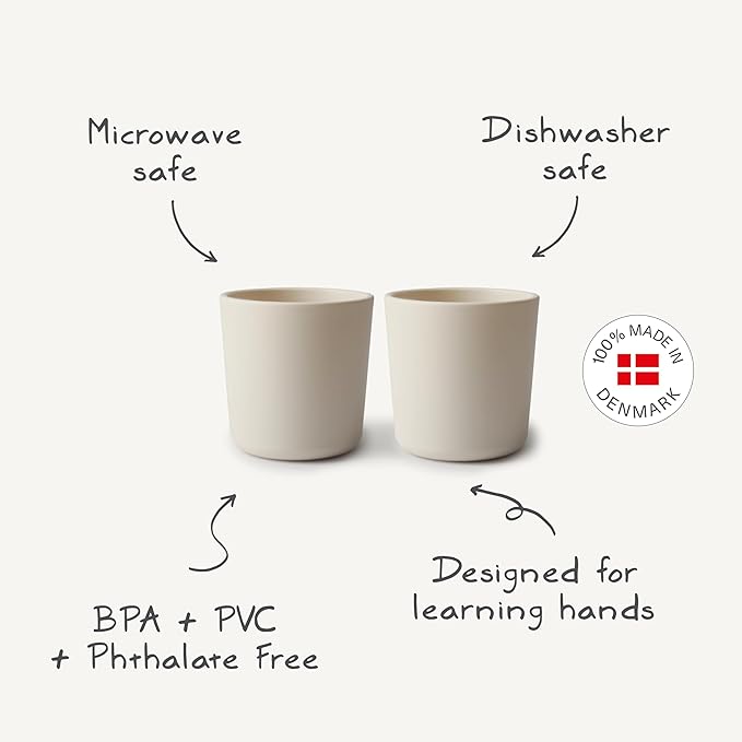 mushie Dinnerware Cups For Kids | Made in Denmark, Set of 2 (Ivory)