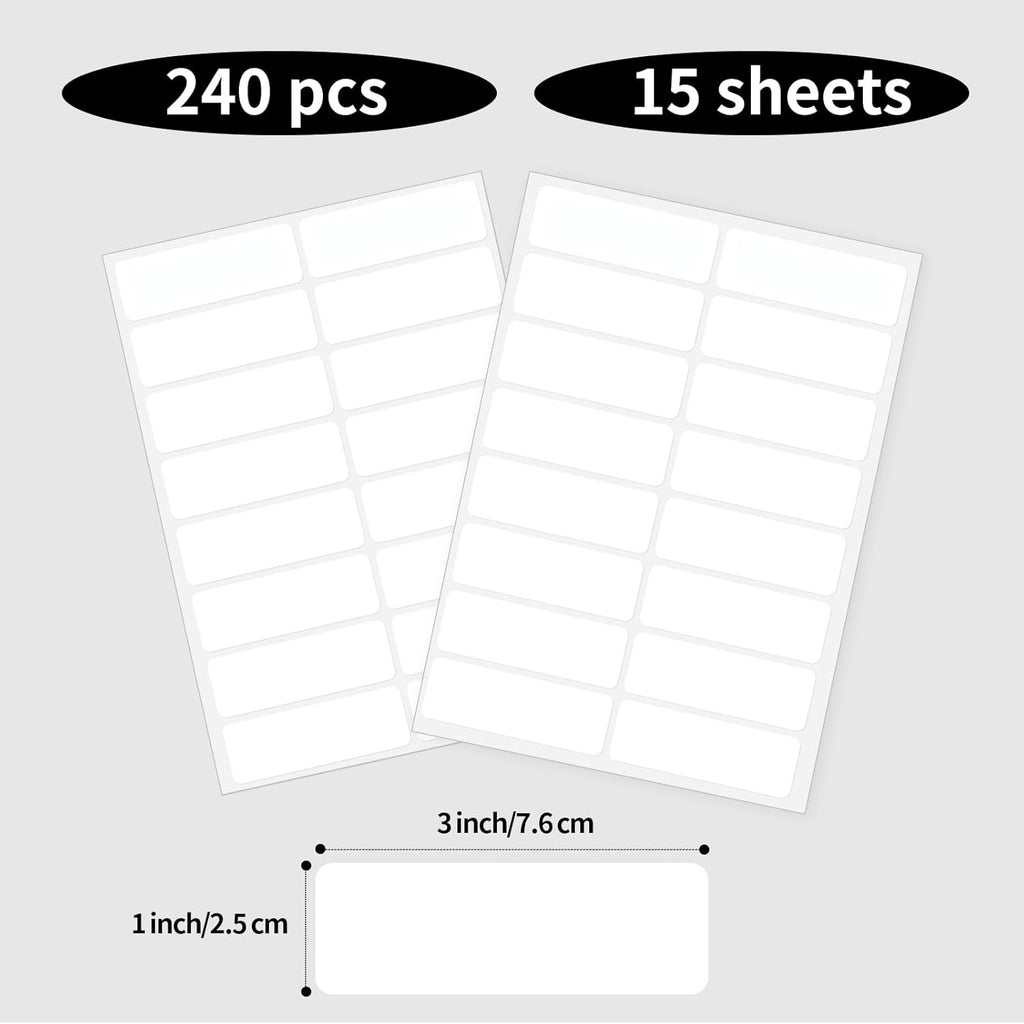 Blank Removable Labels, 1x3 Inch White Freezer Labels for Food Containers, Freezer Label to Write on/Waterproof/Easy Peel Off (240Pcs)