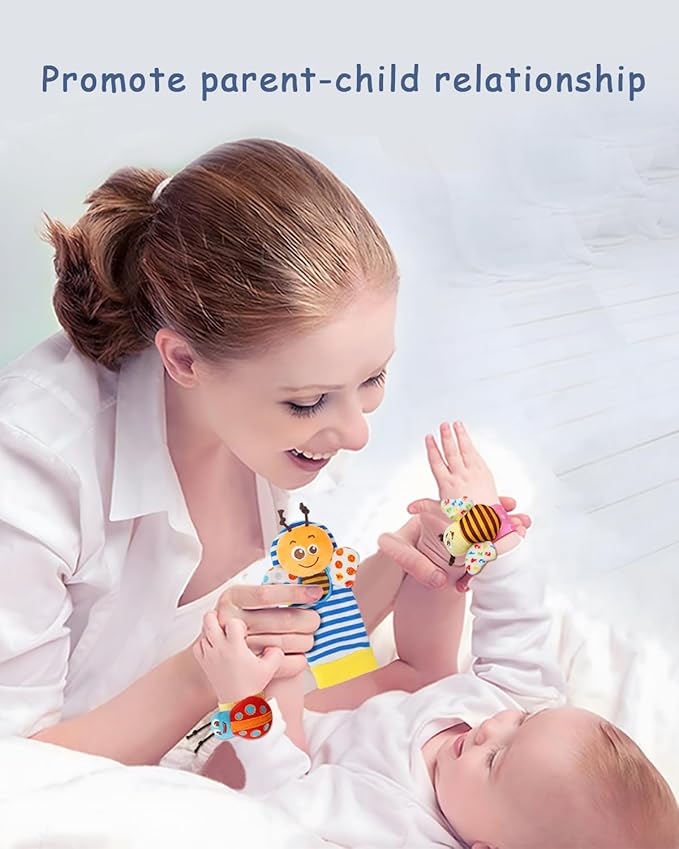 Bloobloomax Baby Rattles Toys for 0-12 Month, Infant Girl Boy Toys for Babies 3-6 Months, Newborn Hand & Foot Toys for 0 to 9 Months, Baby Shower Gifts Set with Wrist Rattle Socks