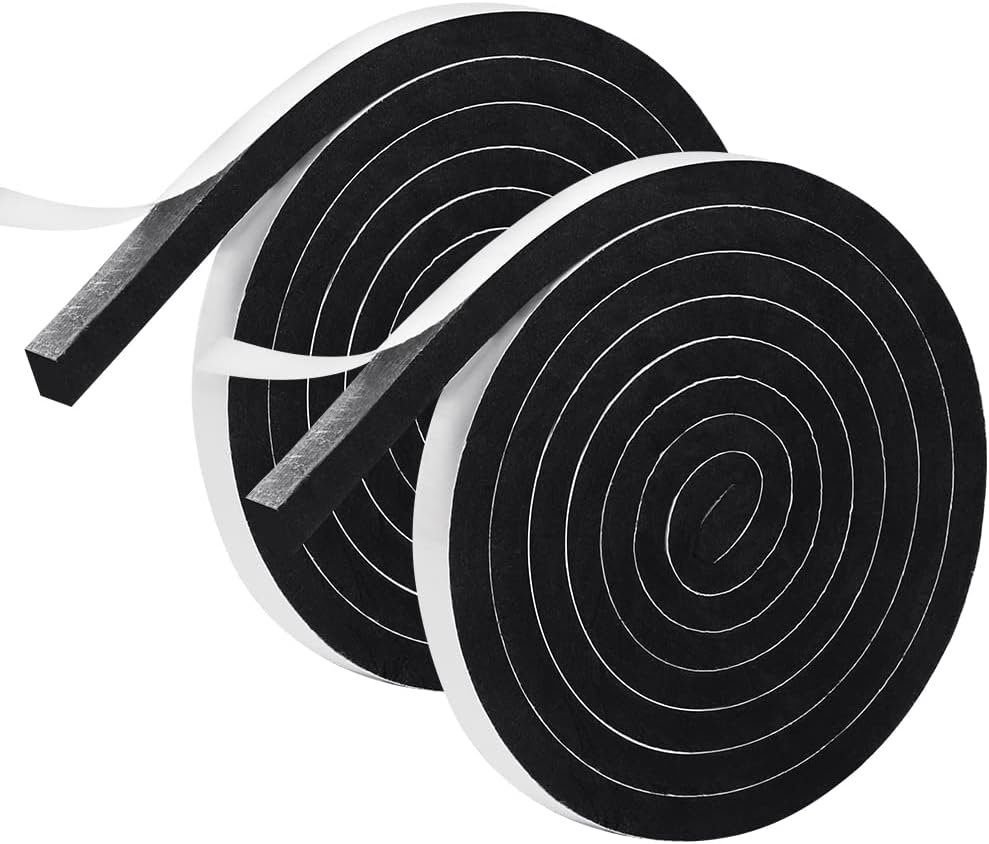 Weather Stripping Door Seal, 1/2 Inch Wide X 3/8 Inch High Density Foam Tape Weather Strip for Door and Window Insulation, Single Side Door Sealer Total 13FT