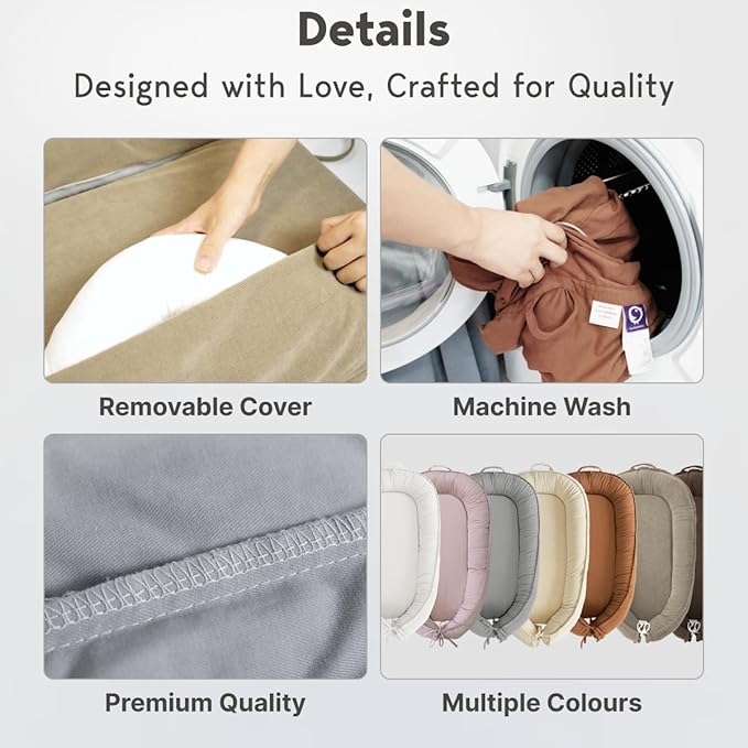 Infant Lounger, Baby Nest Cover for Baby Girls & Boys, Newborn Essentials for Baby 0-18+ Months, 100% Cotton Breathable (Baby Blue)
