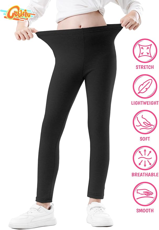 Girls Leggings Cotton Leggings for Toddler Footless Girls Pants Stretchy Baby Girl's Pants Infant Basic Leggings Size 6M -14Y
