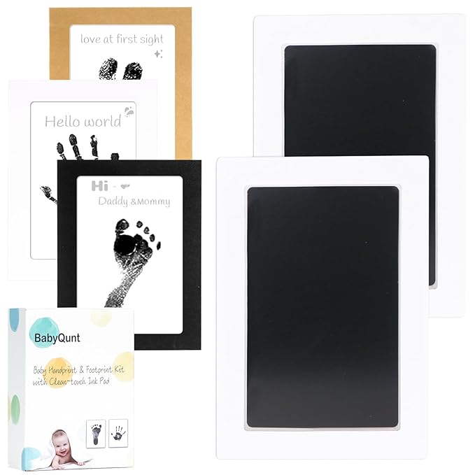 Inkless Baby Hand and Footprint Kit,Clean-Touch Ink Pad Kit,Safe No Mess Printing Infant Hand Foot Stamp,2 Pack Newborn Inkless Print Pads Best Keepsake or Gifts for Family