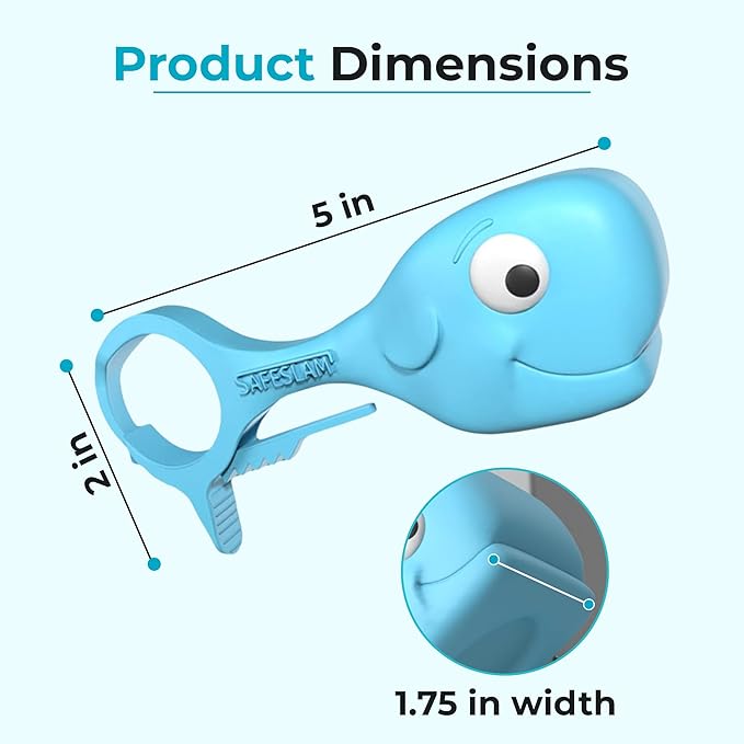 Baby Proofing Door Stopper, Door Pinch Guards Protect Child Fingers & PET Tails. Baby Safety Finger Protectors Prevent Pinch Injuries – Kids and Adults Love Whale Pinch Guard (Blue)