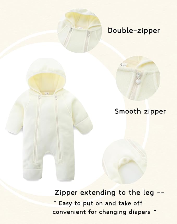 Newborn Baby Fleece Jumpsuit Girls Boys Winter Hooded Coverall Romper Cute Baby Snowsuit Clothes