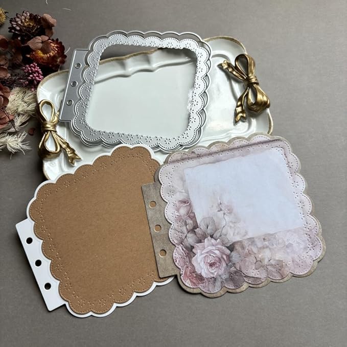 Square Lace Loose-Leaf Die Cuts for Card Making, Background Cutting Dies DIY Album Scrapbooking Decor Paper Craft Metal Die Cuts Party Wedding Decorations