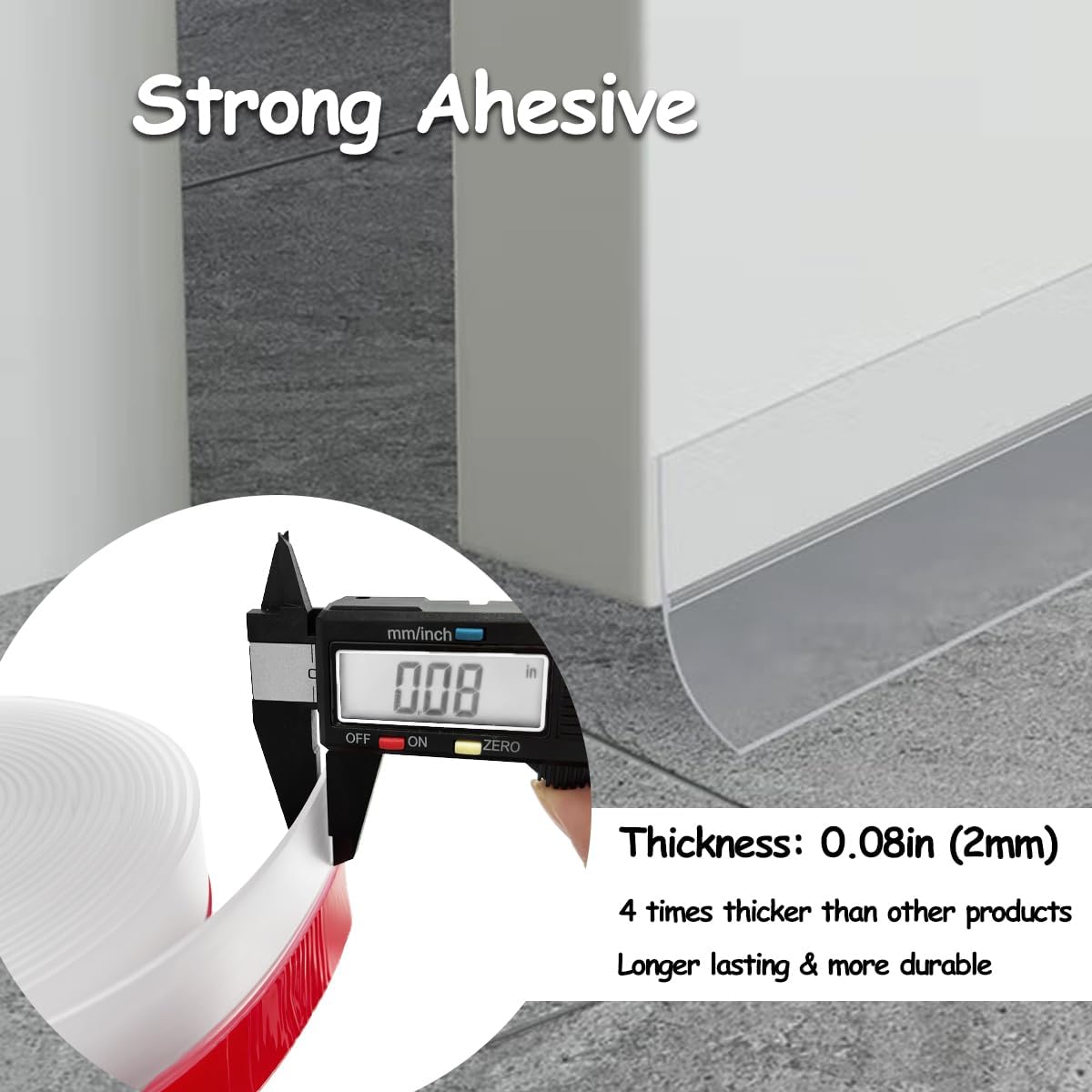 Silicone Weather Stripping, Door Draft Stopper Window Seal Strip for Gaps of Door & Windows, Garage Door Under Bottom, Sealing Tape Shower Doors Sweep (Gray, 3 inch x 20 Ft.)