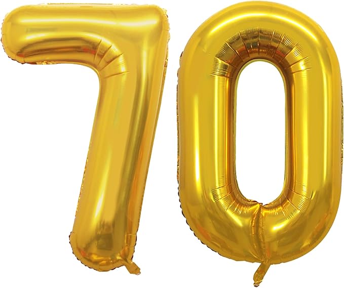 GOER Number 70 Balloons for 70th Birthday Party Decorations,42 Inch Jumbo Foil Helium Balloons for 70th Anniversary (Gold)