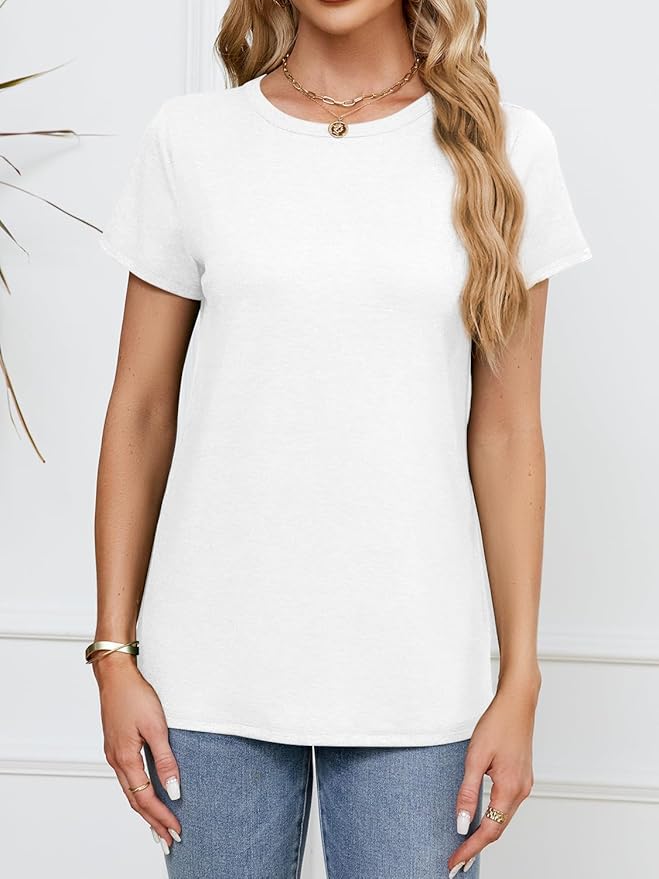 Soft Short Sleeve Shirts for Women, Crew Neck T Shirts for Women Loose Fitting Lightweight Top Basic Tee Shirt