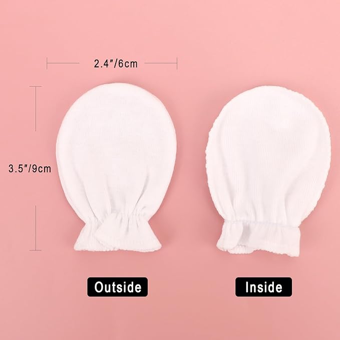 Newborn Baby Mittens No Scratch Cotton Elastic Wrist Gloves Infant Toddler Mittens for Baby Boy Girl 0-6 Months