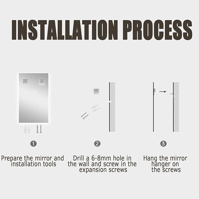 Backlit LED Illuminated Bathroom Mirror with LED Lights, Lighted Bathroom Makeup Wall Mounted Mirror with Demister Pad, Sensor Touch Switch, Horizontal/Vertical(A,H40*W60CM/H15.7*W23.6IN)
