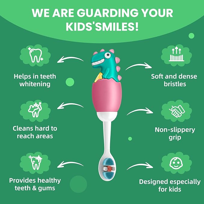 Kids Manual Toothbrush, Ultra-Soft Kids Toothbrush for Sensitive Teeth & Gums, Gentle Toddler & Children's Brush with 10000 Bristles Travel-Friendly Design for Ages 2-7 (Pink)